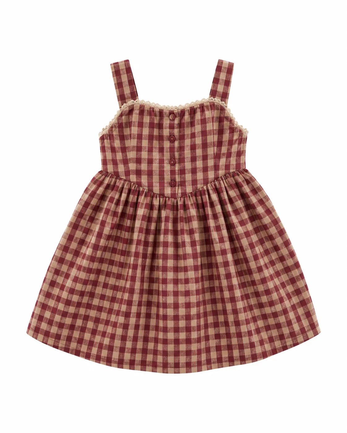 Burgundy gingham daughter sundress